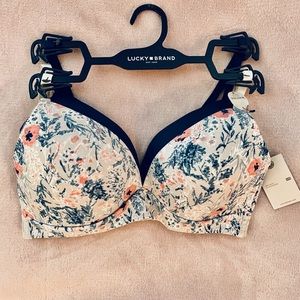 NWT Lucky Brand Floral Wireless Bras Set size 34B